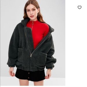 super cute charcoal teddy jacket
